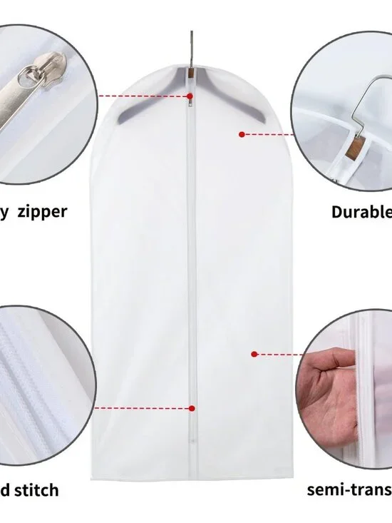 Garment Bags 12 Pack, 24 x 40 Hanging Clothes Storage Bags, Translucent PEVA Gar - Picture 3 of 9